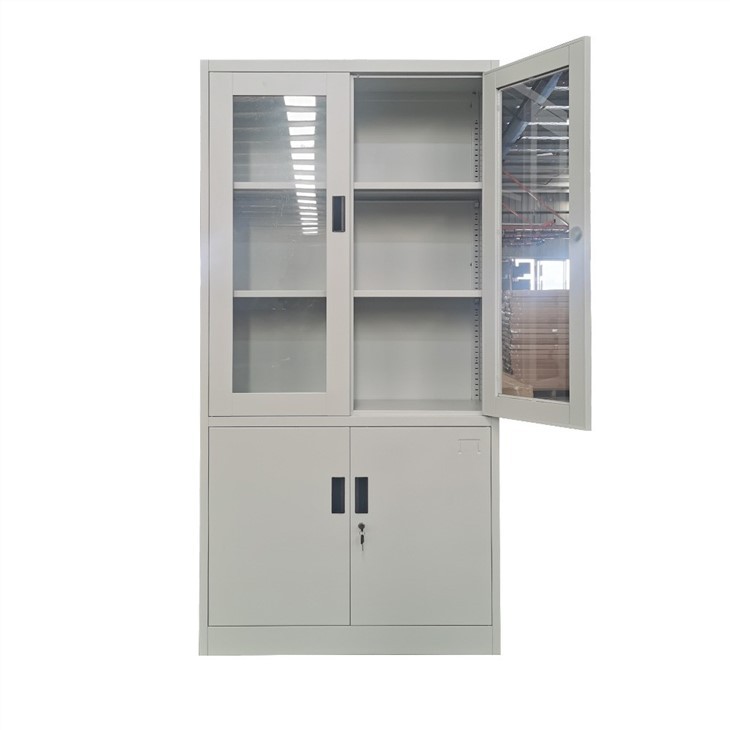 2 glass doors steel file cabinet metal storage (2)
